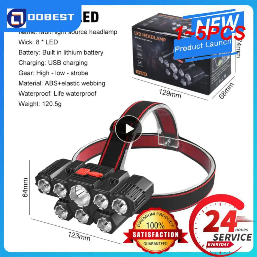 

Фонарь налобный водонепроницаемый с зарядкой от USB, 4 режима работы, 1-5 шт.