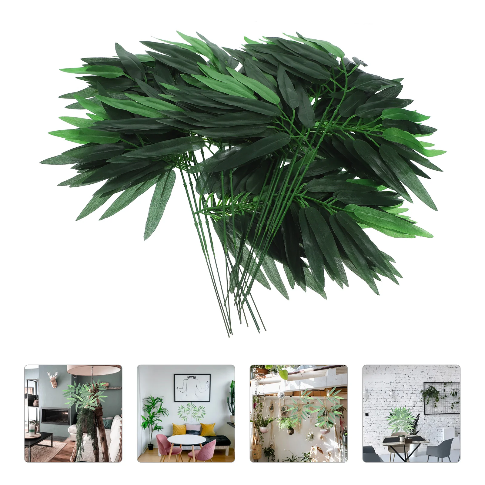 

50pcs Leaves Artificial Green Leaves Stem Plants Branch Greenery Leaves Spray for Wedding Decoration Home The bamboo leaf