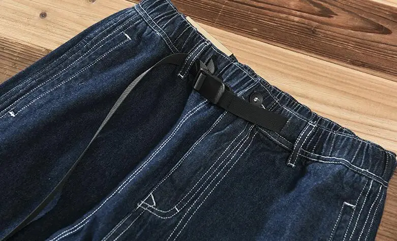 Men's Workwear Denim Trousers Harem Pants Men Jeans Cargo Pants Male Big Pocket Mid Waist Loose Jeans