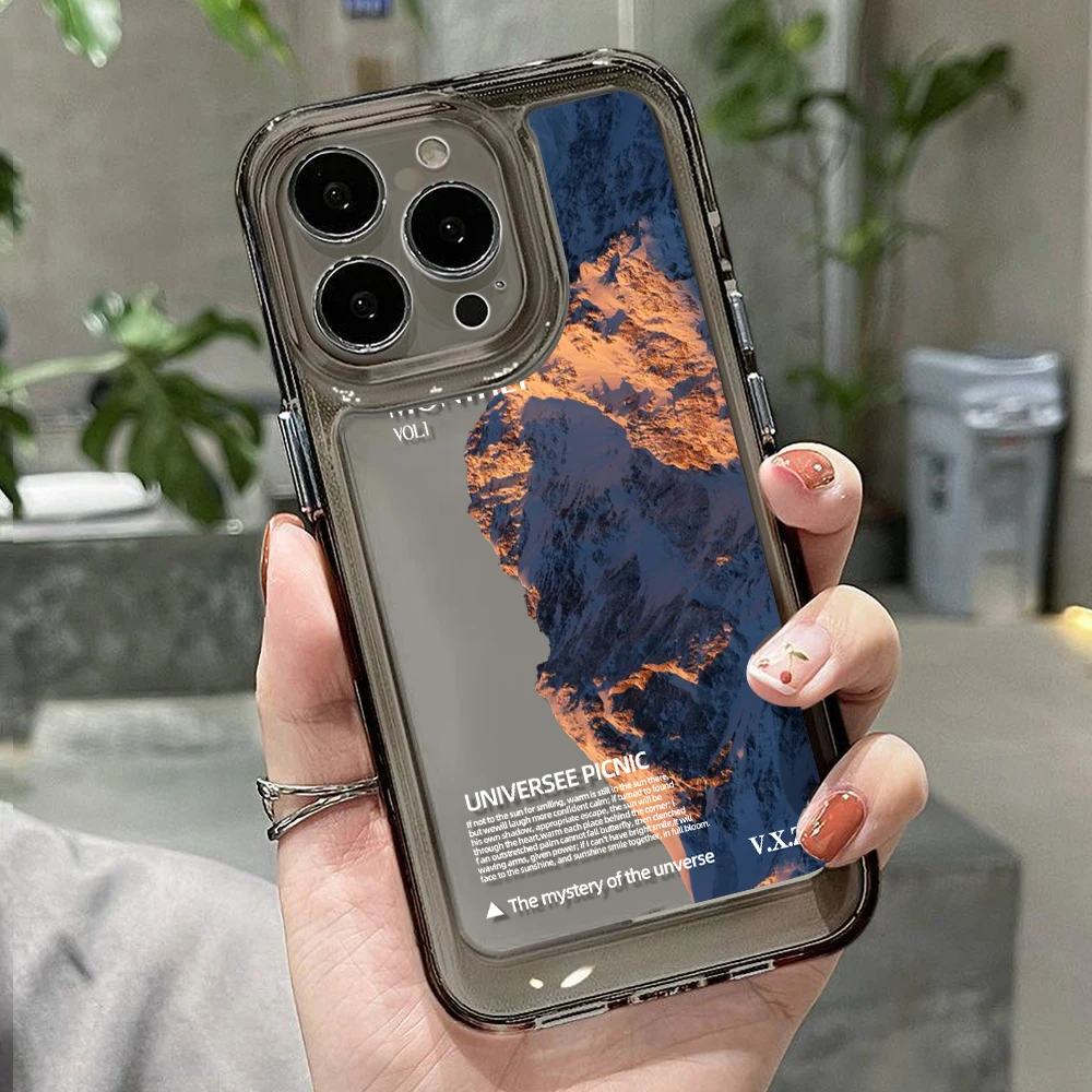 Чехлы для телефонов iPhone 16 Pro Max 15 14 13 12 11 7 8 Plus X XS XR SE Sunset Snow Mountain Soft Bumper