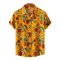 summer new mens hawaiian shirt sunflower print shirt for men vintage oversized short sleeve loose casual tropical beach top 5xl