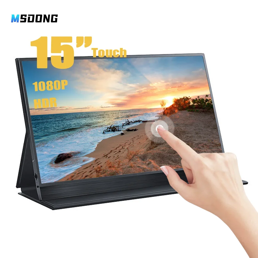 

MSDONG 15inch Portable Monitor 1080P HDR IPS A+ Touch Screen Gaming Monitor External Second Screen For Laptop,Switch, PS4/5,Xbox