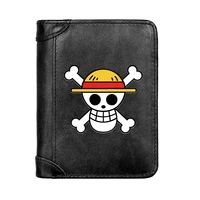 luxury one piece skull printing genuine leather men wallet classic pocket slim card holder male short coin purses high quality