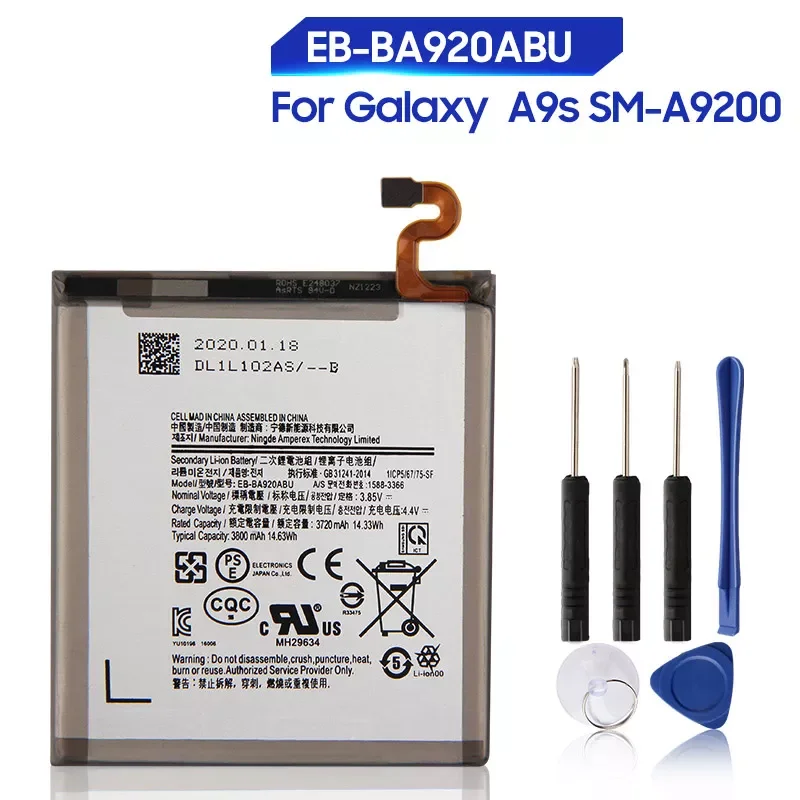 

2023New Replacement Battery EB-BA920ABU For Samsung Galaxy A9s SM-A9200 A9200 2018 version A9 A920F 3800mAh