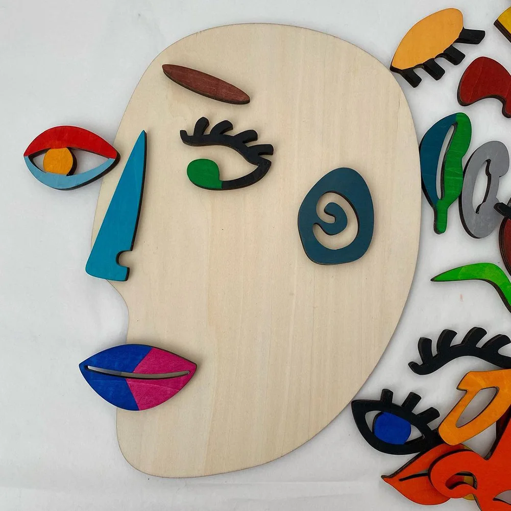 

Wooden Montessori Face Puzzles Toys Preschool Early Educational Art Abstract Picasso Facial Puzzle Game Art Imagination Develop