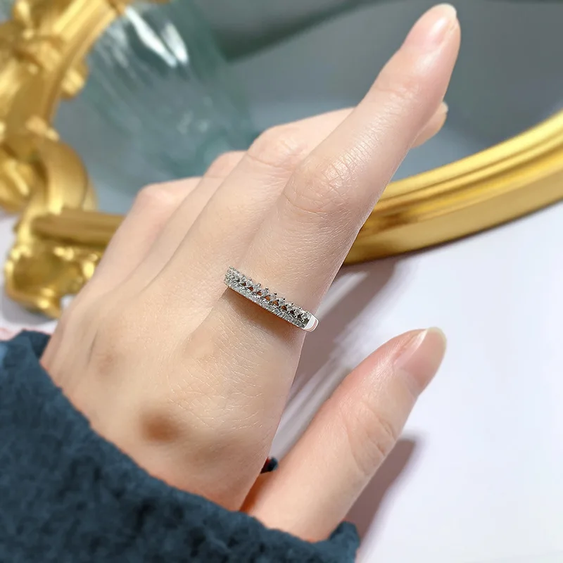 S925 Серебряное кольцо Instagram холодный ветер многослойное бриллиантовое