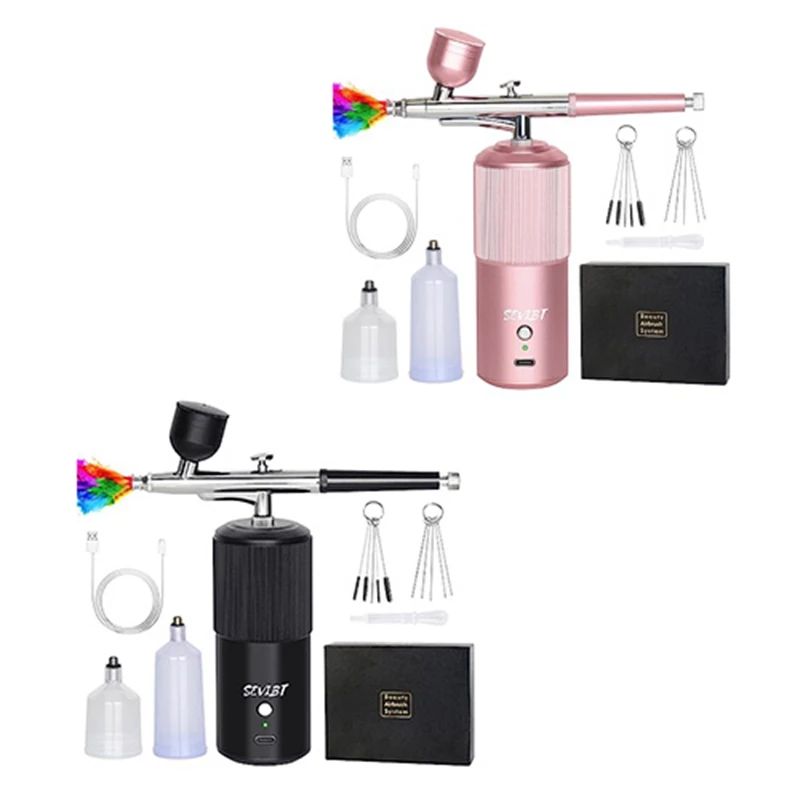 

Airbrush Kit Rechargeable Handheld Airbrush Compressor Professional Cordless Auto Airbrushgun For Nail Art, Makeup A