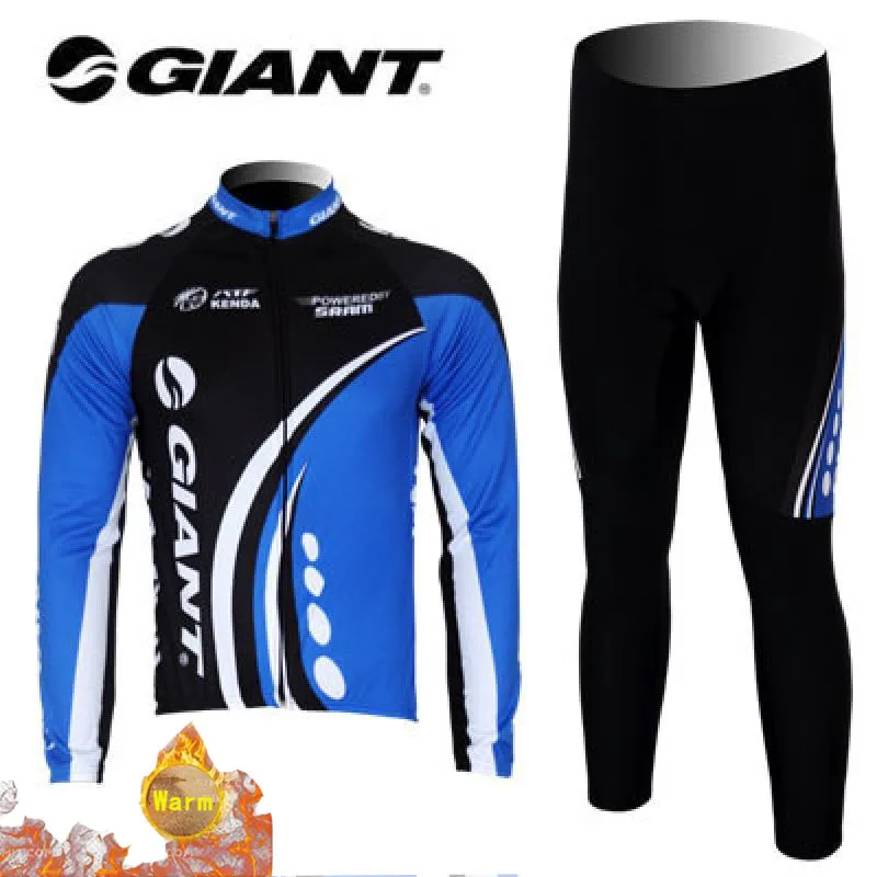 GIANT Champion Team Fleece Long-sleeved Cycling Suit Mountain Bike Road Bike Warm Fleece Winter Cycling Wear Long-sleeved Set