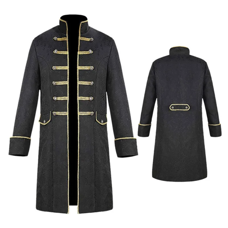 

2022 Men Steampunk Trench Coat Vintage Prince Overcoat Medieval Renaissance Jacket Victorian Edwardian Cosplay Costume