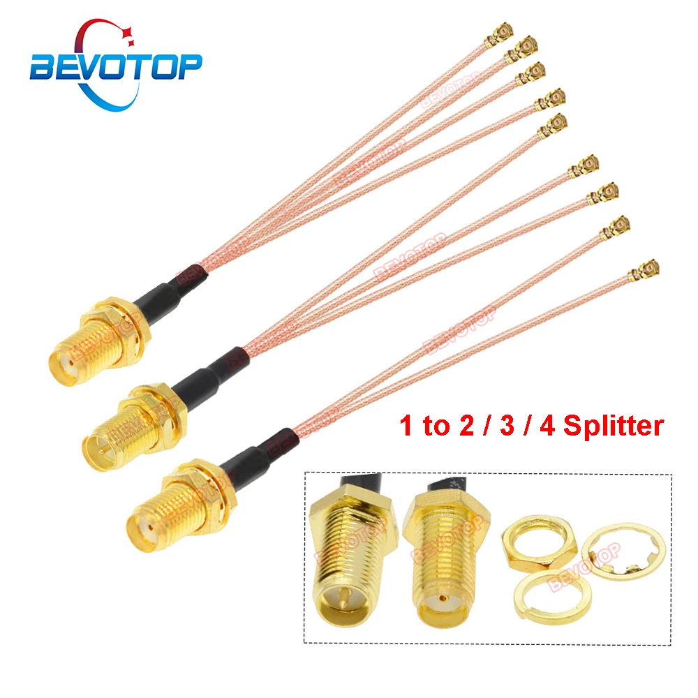 Фото Кабель-разветвитель SMA на IPX, 1 шт., RP-SMA/SMA Female на 2/3/4x RF1 1-го поколения Female Jack, удлинитель антенного кабеля RG178 (пигтейл) №2