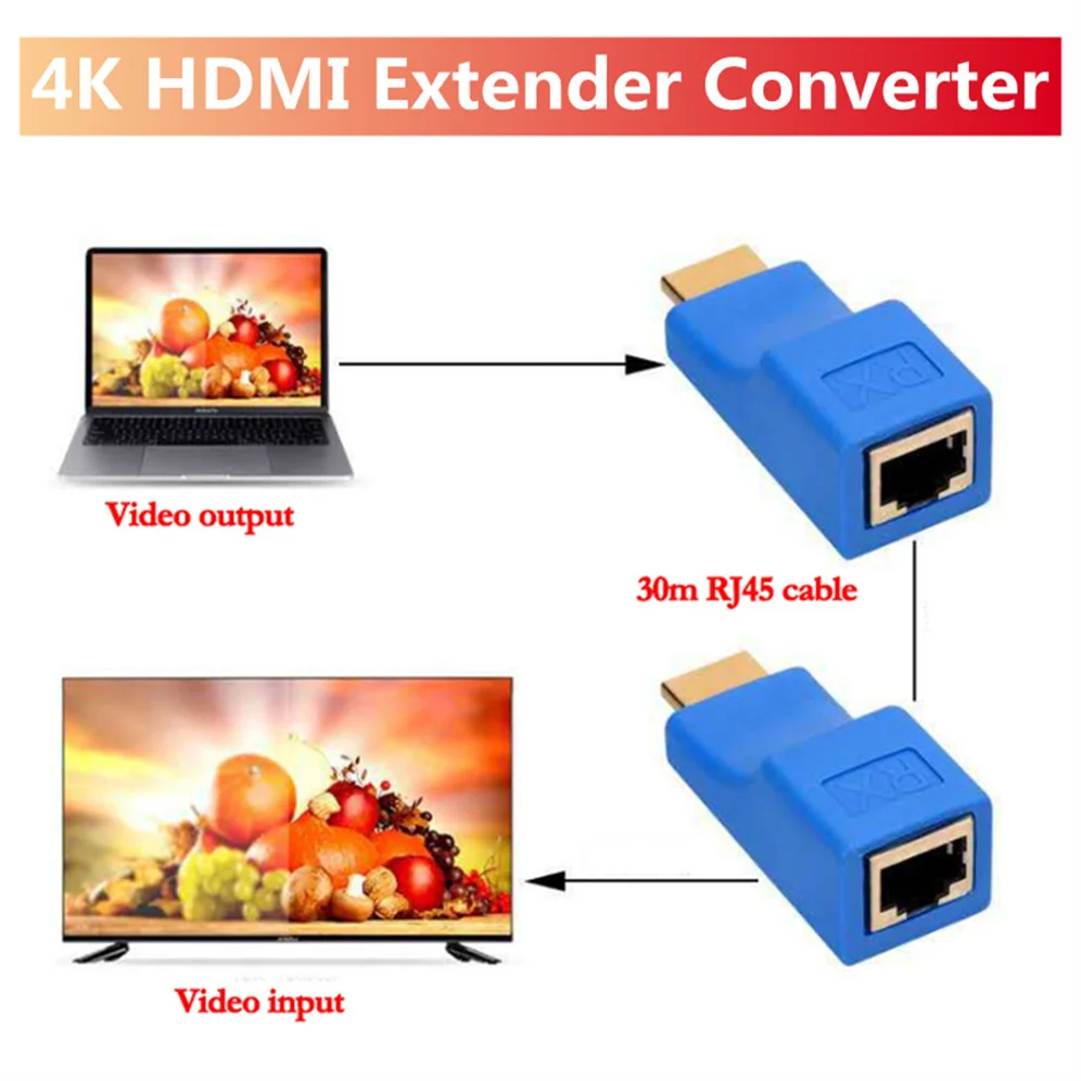 Grwibeou 4K HDMI-совместимый удлинитель до 30 м RJ45 более CAT5e Cat6 сеть Ethernet LAN для HDTV HDPC DVD PS3 STB