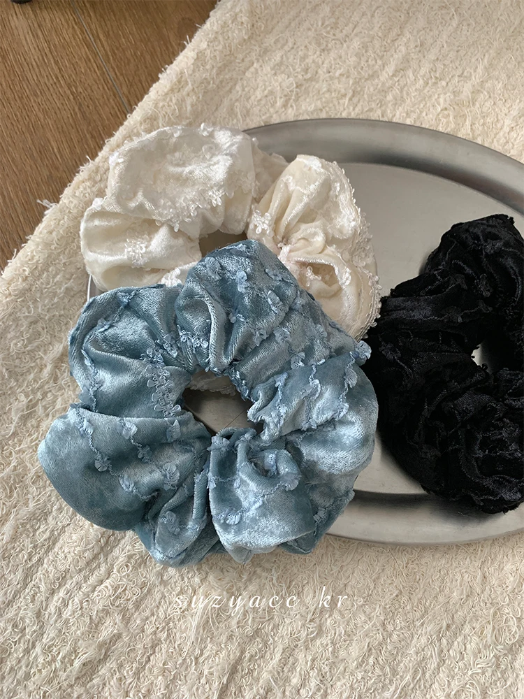 

French Style Velet Hair Scrunchies for Girls Lace Hairties Hair Ropes Headwear Hair Accessories Fashion