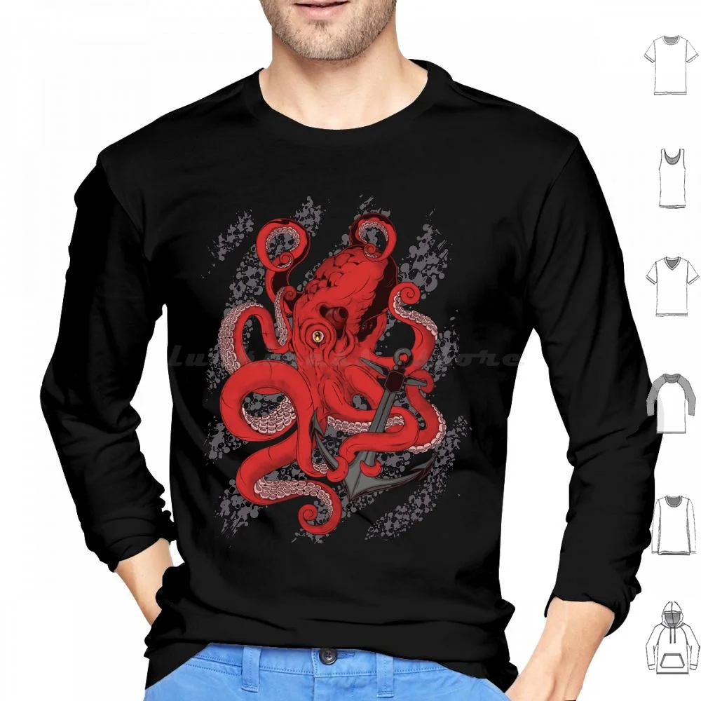 

Anchors Away Hoodies Long Sleeve Anchor Water Bubbles Octopus