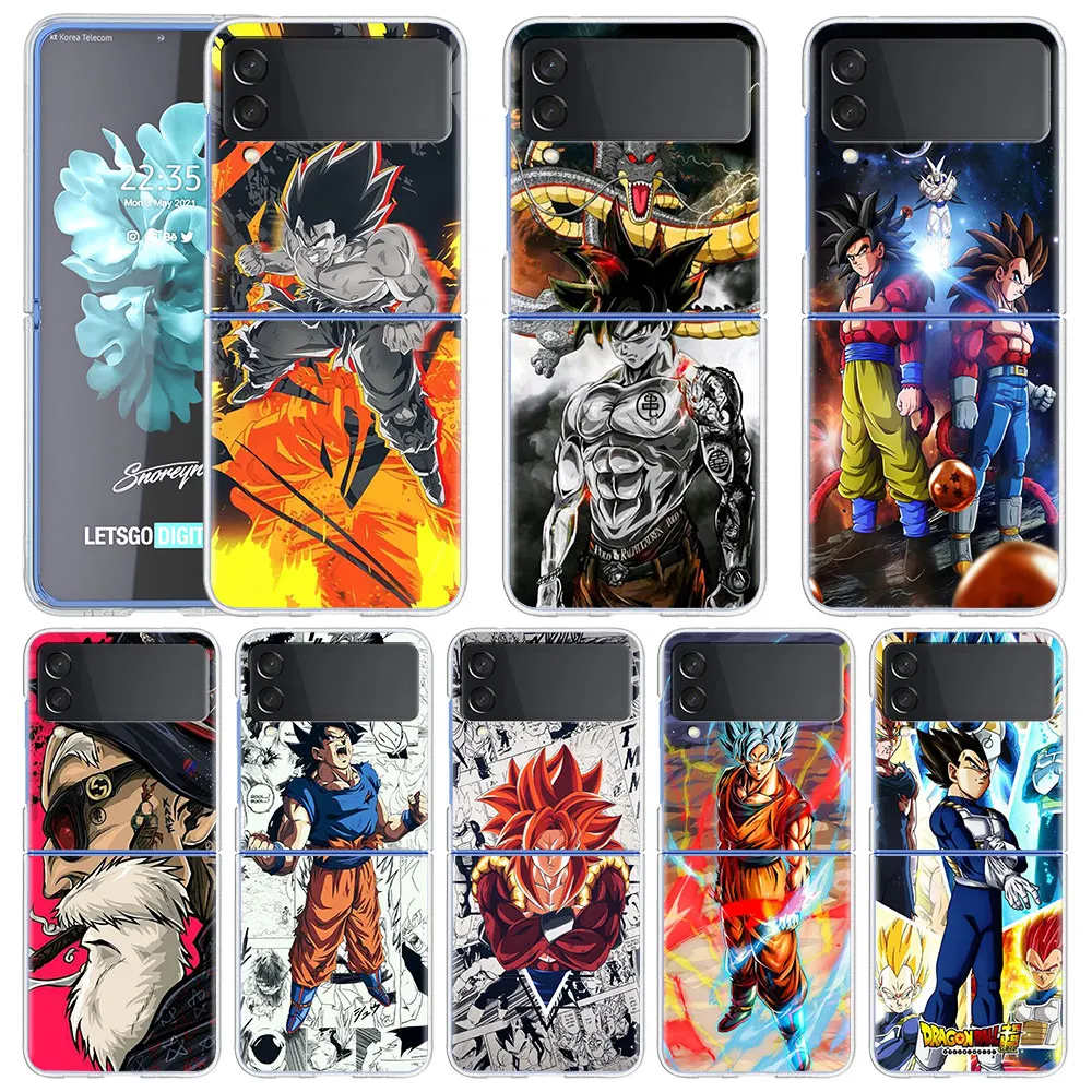 

Case For Samsung Galaxy Z Flip 3 Z Flip3 Clear Hard Phone Cover for Samsung ZFlip3 Waterproof Folding Capa Dragon Ball Z