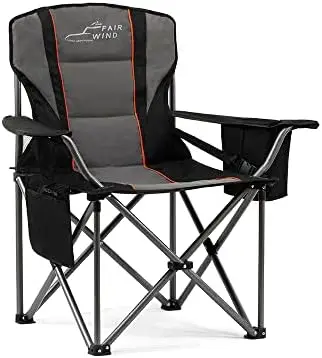 

Padded Camping Lounge Chair with Footrest, Stool Set, Heavy Duty Quad Folding Arm Chair with Cooler Bag and Headrest - Support 3