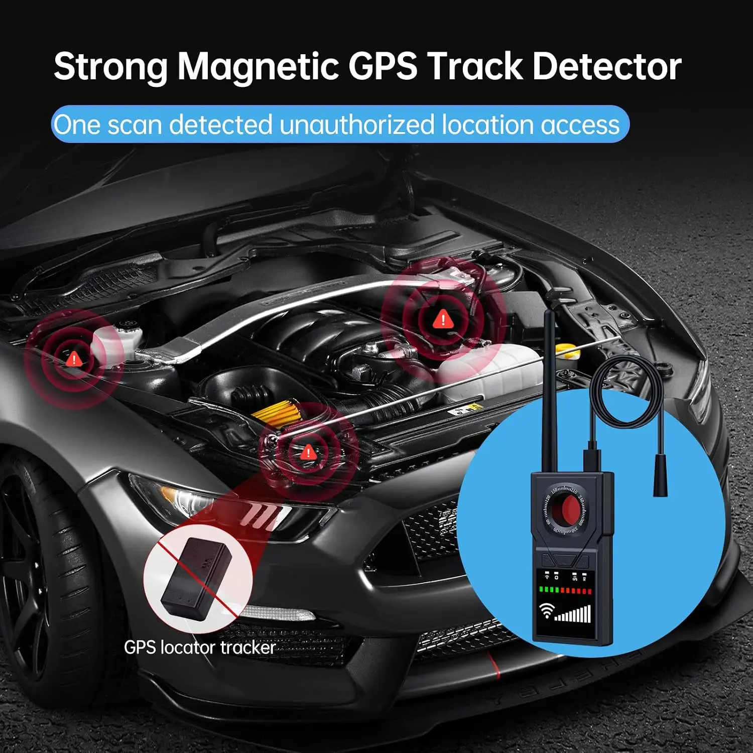 Фото Детектор скрытых камер, антишпионское устройство, детектор GPS-трекеров, детектор для защиты конфиденциальности, автомобильные гаджеты №5