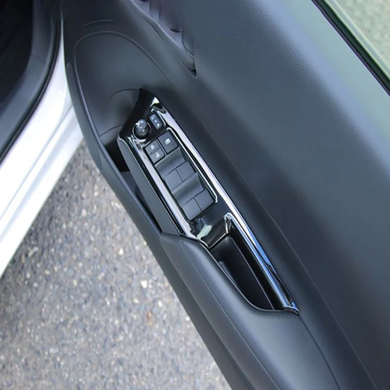 Фото RHD для Toyota AQUA MXP 2021 2022, ABS, черный, серебристый, кнопка подъема окна автомобиля, панель переключателя, накладка, аксессуары для интерьера №2