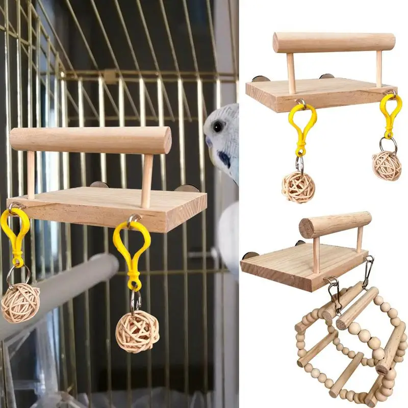 

Bird Perch Stand Platform Wear Resistant Parrot Stand Durable Wooden Parakeet Training Playing Toy Birds Cage Accessories