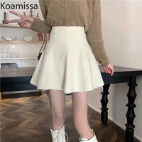 koamissa solid fashion women ruffles mini short skirt high waist chic lady summer spring skirts corduroy bottom faldas 2022