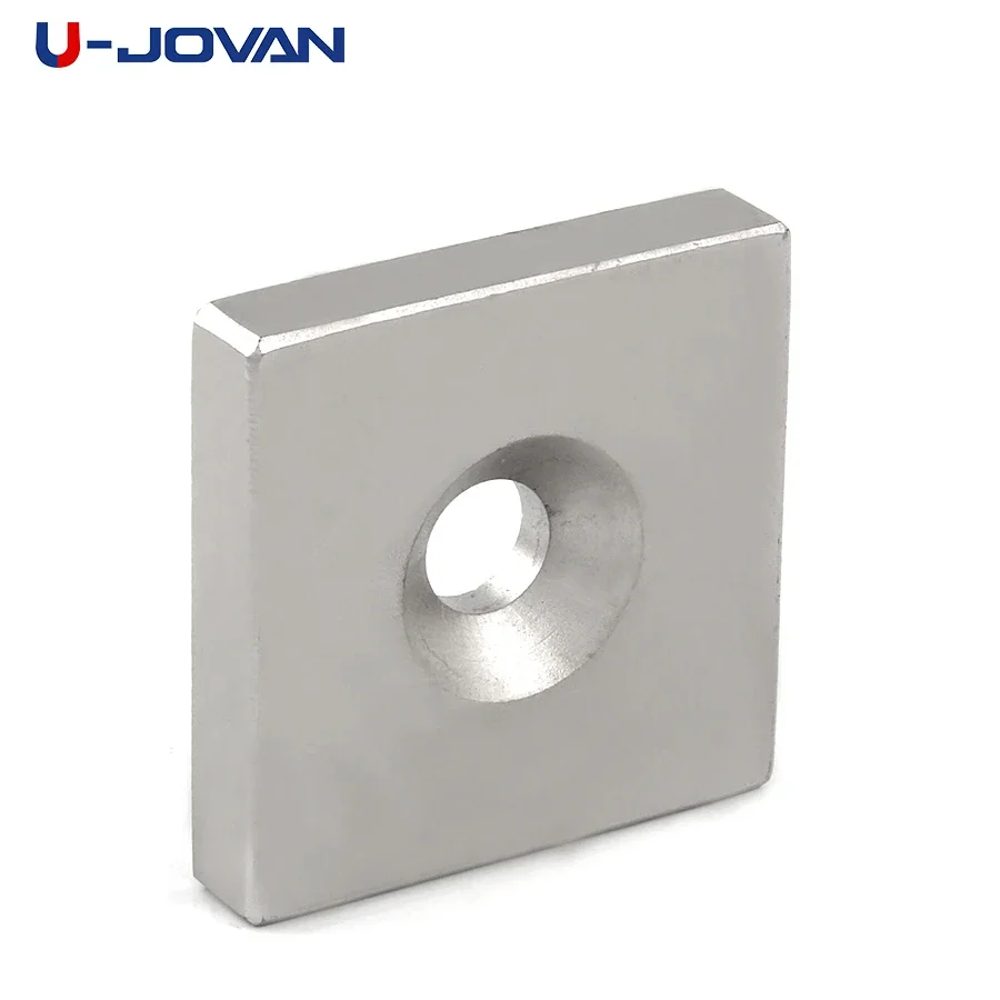 Фото U-JOVAN 50x50x10 мм Отверстие: 10 мм N35 Сильный магнит Потайной блок Постоянные неодимовые магниты 50*50*10-10 мм №1