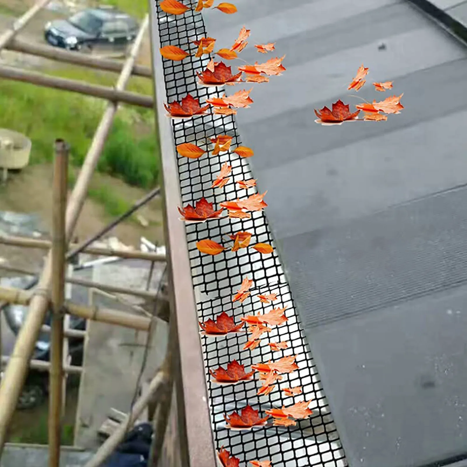 

Gutter Cover Mesh Roll Gutter Guard Mesh With 15 Clip Hooks Guttering Block Leaves Moss Protect From Debris Clogging Gutter