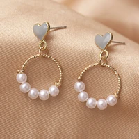 fashion earrings inregular simulated pearl beads round earrings popular geometrical heart shaped sweet girl drop earr elegant je