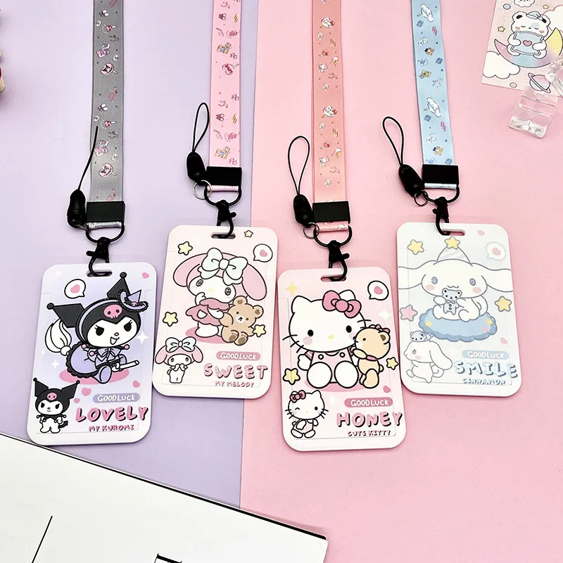 

Lovely Sanrio Anime ID Badge Holder Neck Strap Hello Kitty Subway Card Holders MY MELODY Student Campus Lanyard Credential Holde