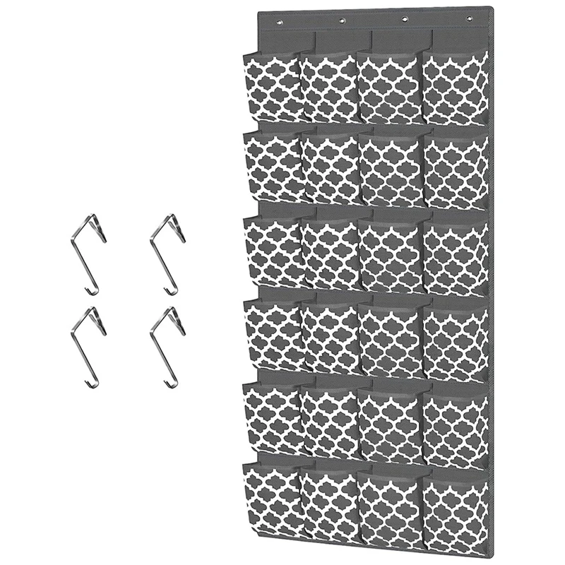 

Органайзер для обуви над дверью, подвесной держатель для хранения обуви в шкафу, 24 очень больших кармана над дверью, Органайзер