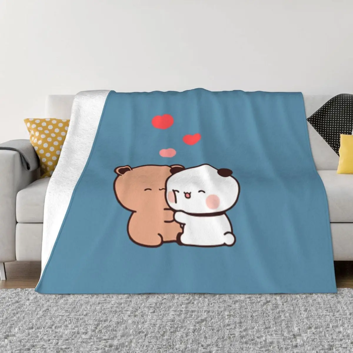 Ультрамягкое одеяло из микрофлиса Panda Bear Bubu And Dudu Hugs Love An