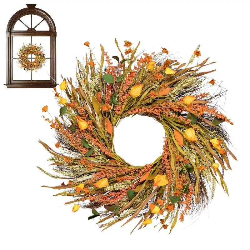 

Artificial Floral Spring Wreaths Summer Spring Flower Wreath For Front Door 24.4inches Wall Art Ornament Garland For Easter