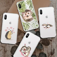hedgehog cute cartoon phone case transparent soft for iphone 12 11 13 7 8 6 s plus x xs xr pro max mini