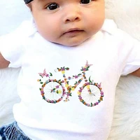 sweet new unisex toddler bodysuits harajuku exquisite flower bicycle print funny soft and comfortable o neck baby onesie