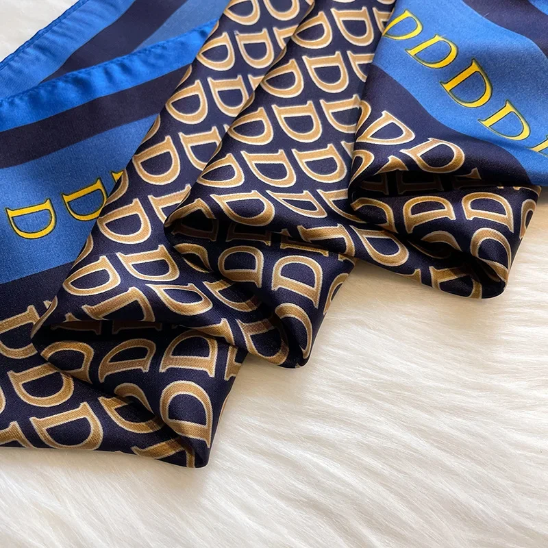 Женский Дышащий Шарф На Шею Зеленый Квадратный Принт D Полиэстер Шелк 70x70 См