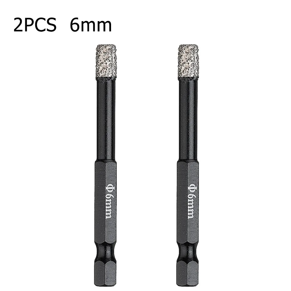 

2pcs 6mm Vaccum Brazed Diamond Dry Drill Bits Hole Saw For Marble Ceramic Tile Glass Stone Multi-purpose Drilling