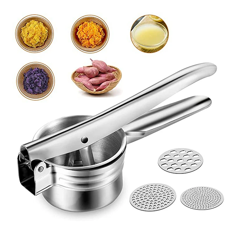 

Stainless Steel Potato Press Potato Masher Potato Masher Manual Juicer 3 Pieces Replacement Mesh Press For Fruit Vegetables Tool