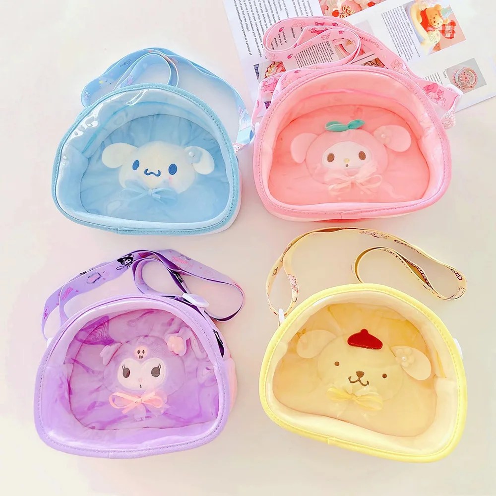 

Sanrio Plush Shoulder Bag Furry Messenger Bag Cute Cartoon Handbags for Kid Women's Kawaii Backpack Anime Tote Portable Bagpacks