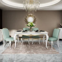 american light luxury dining table and chair combination solid wood european rectangular six person dining table simple marble
