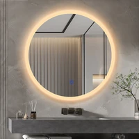 large bathroom mirror smart shower shaving anti fog bath vanity mirror lights round wall touch mirrorespejo pared bathroom