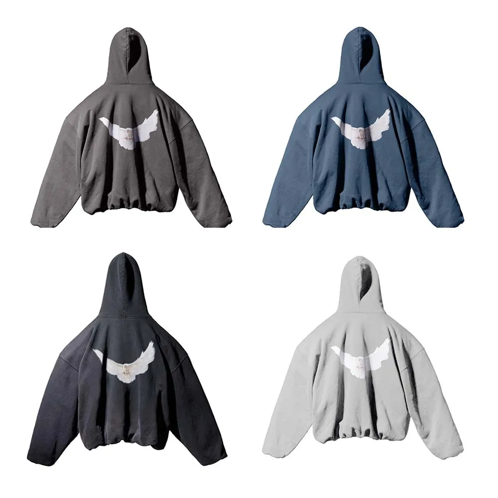 

Men's Women's Street Sweatshirt Dove Pattern Tide Sweatshirt Hoodie High Quality Season 6 Loose Thick Fabric Pullover Winter