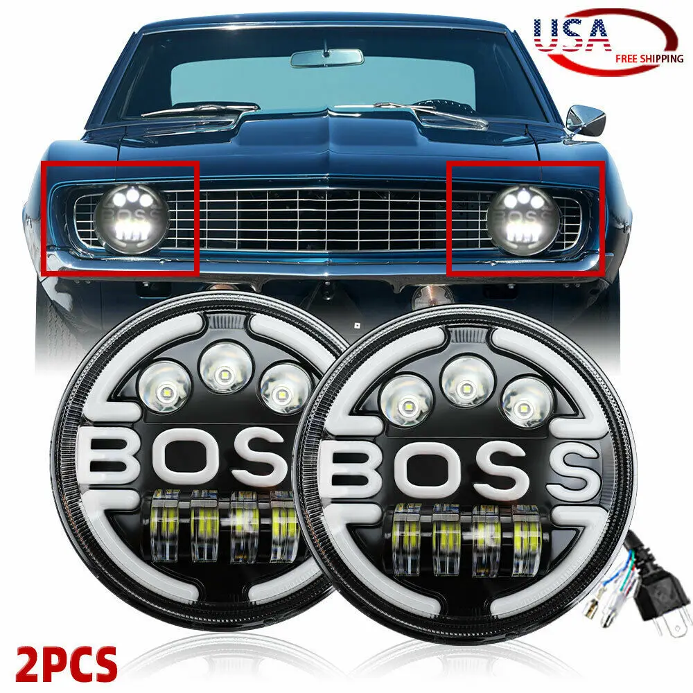 

7 "Wrangler Headlights Harley Led Headlights Wrangler BOSS Near and Far Hi Lo Light Headlights Seven" Modified Headlights