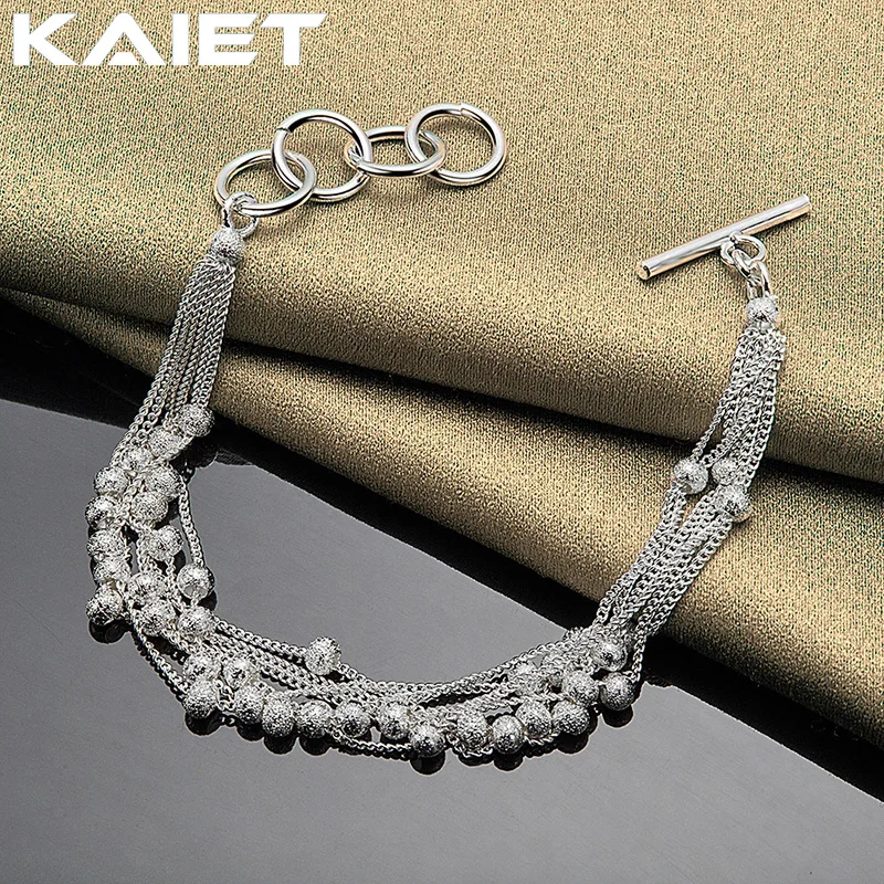 

KAIET Silver Color Matte Beads Chain Bracelet Jewelry For Women Wedding Party Fashion Charm Accessories