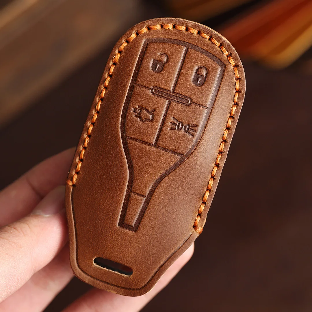 Кожаный чехол Crazy Horse для автомобильных ключей чехол-брелок Maserati Levante ghiали Quattroporte