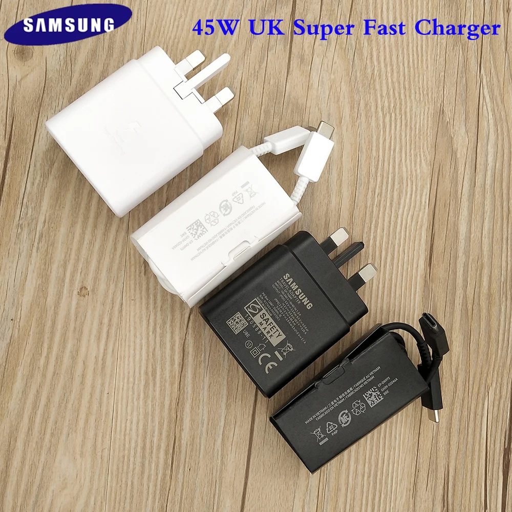 

Samsung Original 45W USB-C Super Adaptive UK Fast Charge Charger EP-TA845 For Samsung GALAXY S22 S21 S20 Note 20 Ultra 5G Fold 3