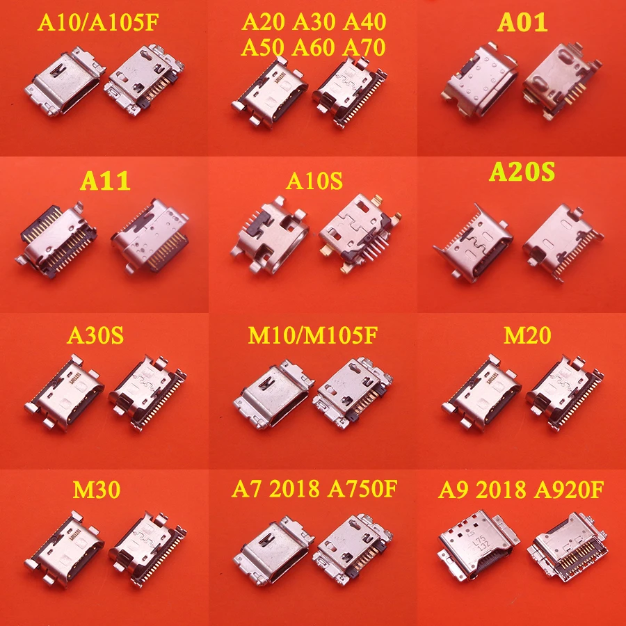 Conector de carga Usb para samsung Galaxy, Conector de Puerto Dock para modelos A7, A9, A10, A20, A30, A40, A50, A01, A11, A10S, A20S, A30S, 100, 2018 unidades