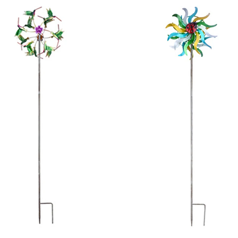 

Iron Art Craft Outdoor Wind Spinner Reflective Painting And Rustless Windmill For Outdoor Yard Lawn Garden Decorations