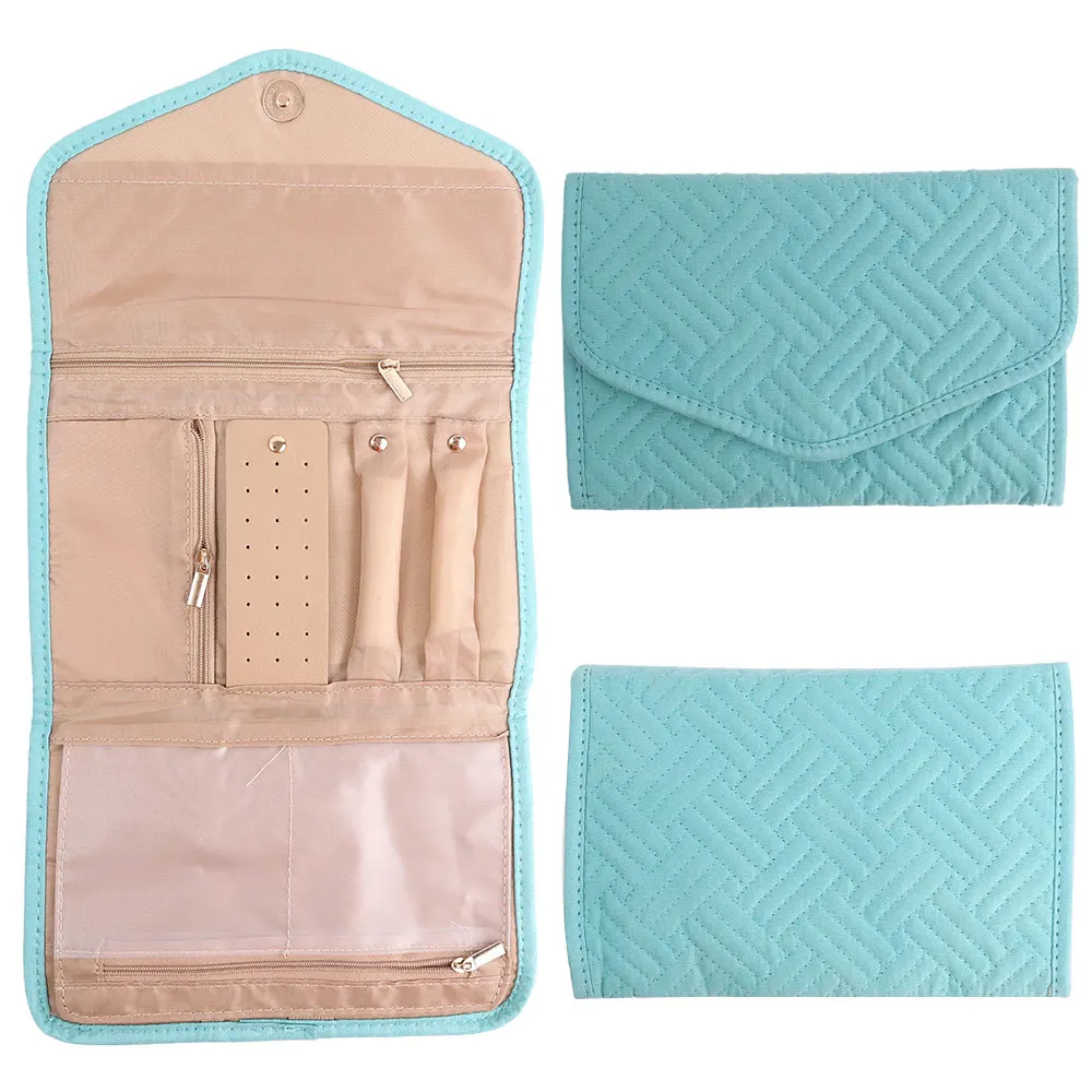 Portable Travel Jewelry Storage Bags Capacity Roll Foldable Jewellry Organizer Case for Rings Necklaces Packaging Holder Bag Box
