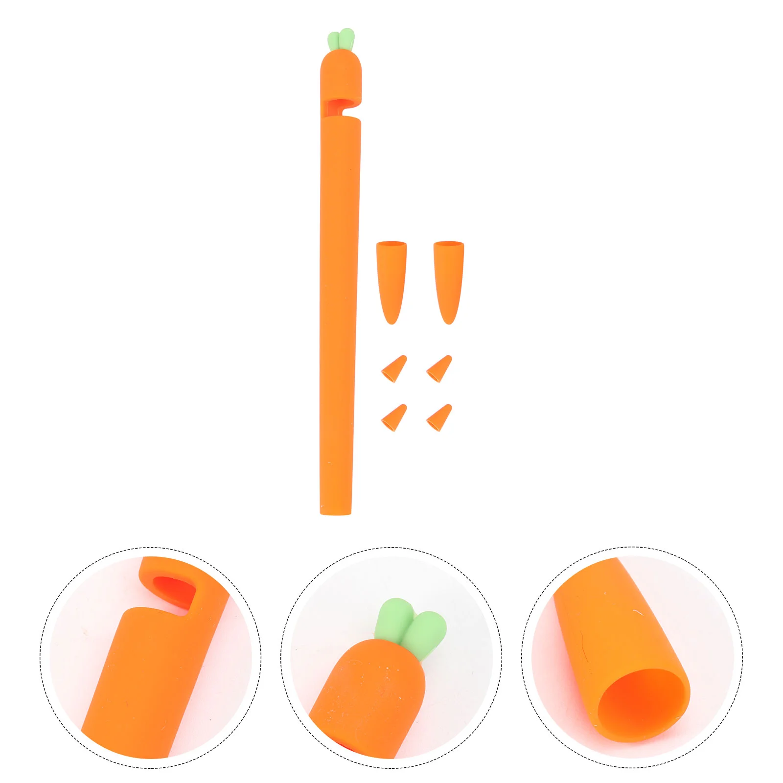 

Carrot Shaped Stylus Sleeve Cover Screen Touch Pen Silicone Grip Holder Compatible for Apple Pencil 1 (Orange)