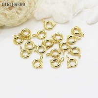 diy jewelry accessories round spring buckle 14k real gold plated jewelry making supplies necklace bracelet closing buckle lots