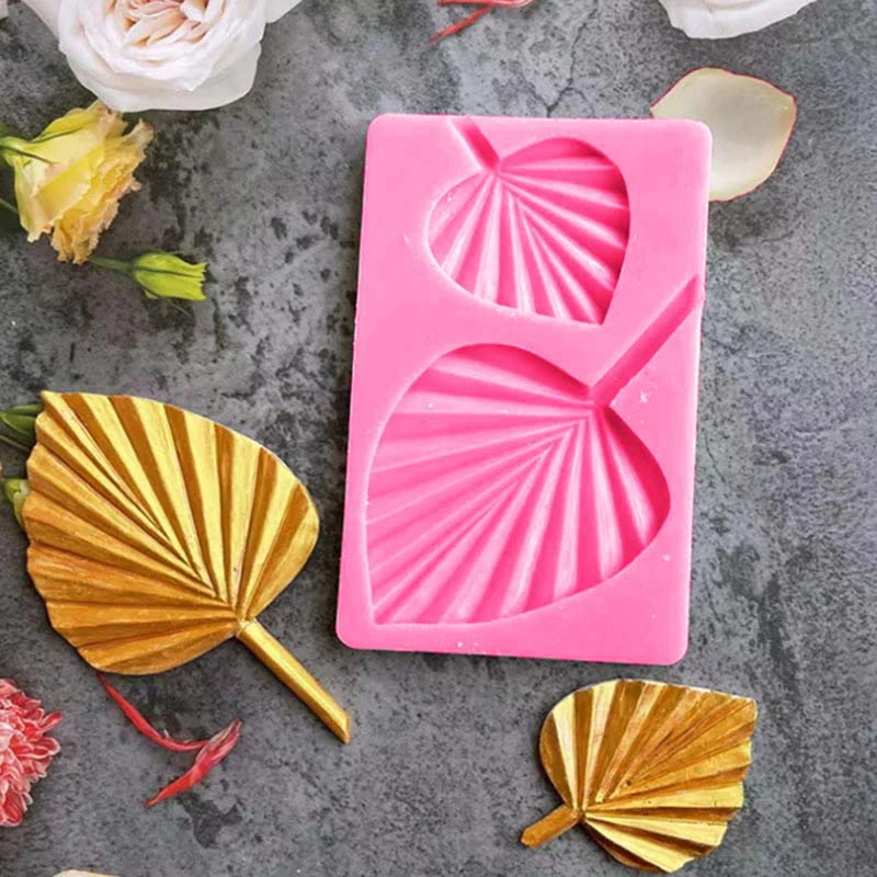 

Fan Shape Silicone Mold DIY Cake Baking Decoration Gypsum Clay Chocolate Mold Cattail Leaf Fan Modeling Silicone Mold