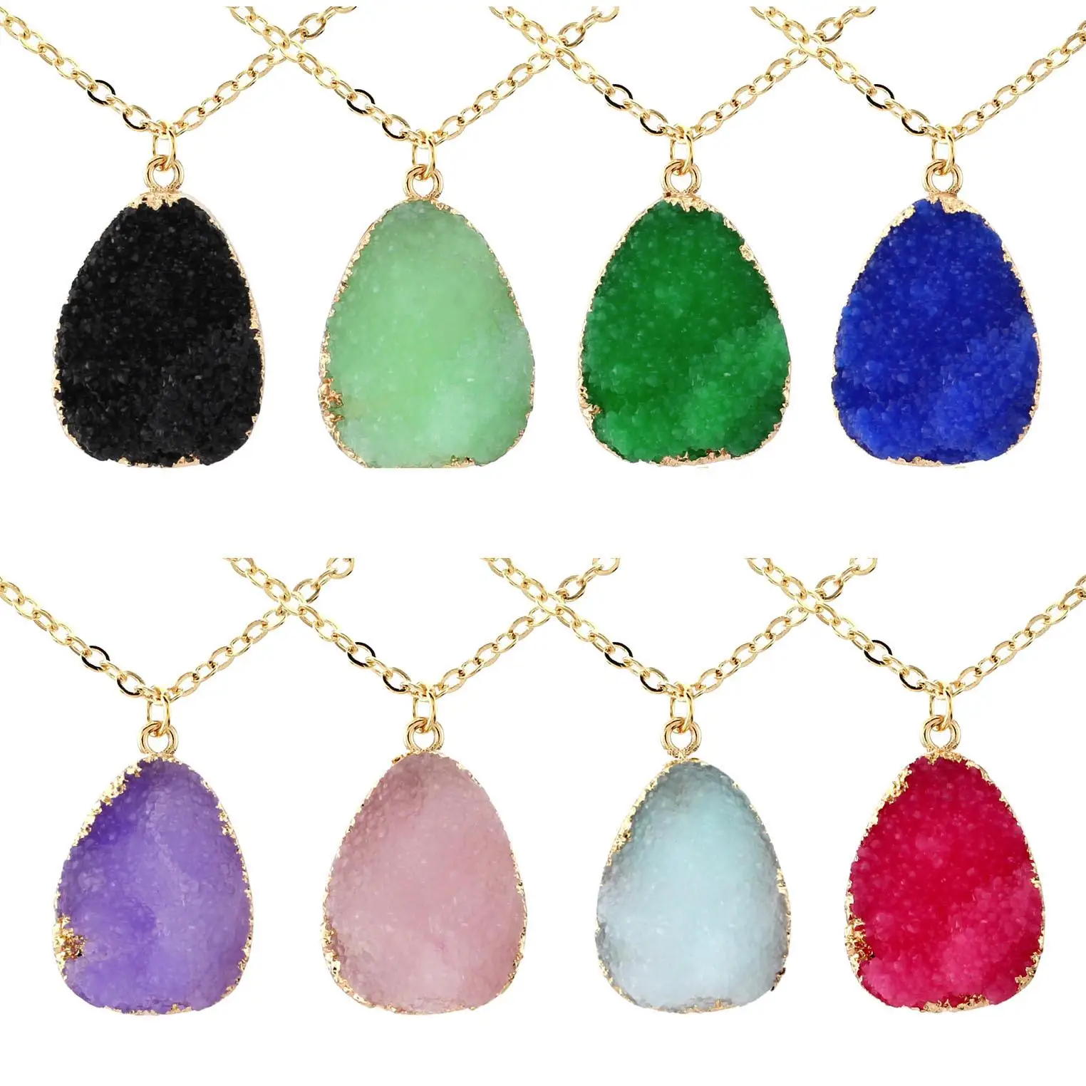 

Imitate Irregular Natural Stone pendant Necklace Quartz Crystal Gold Chain Necklaces Fashion jewelry Will and Sandy Drop Ship